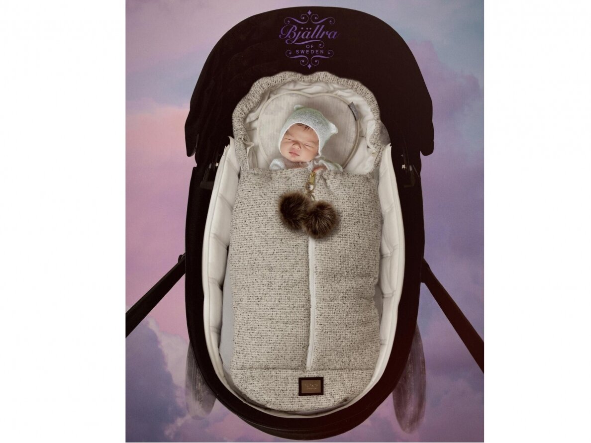 Bjallra of Sweden lopšio / automobilinės kėdutės pavasarinis vokelis, mova Grey Tweed 1