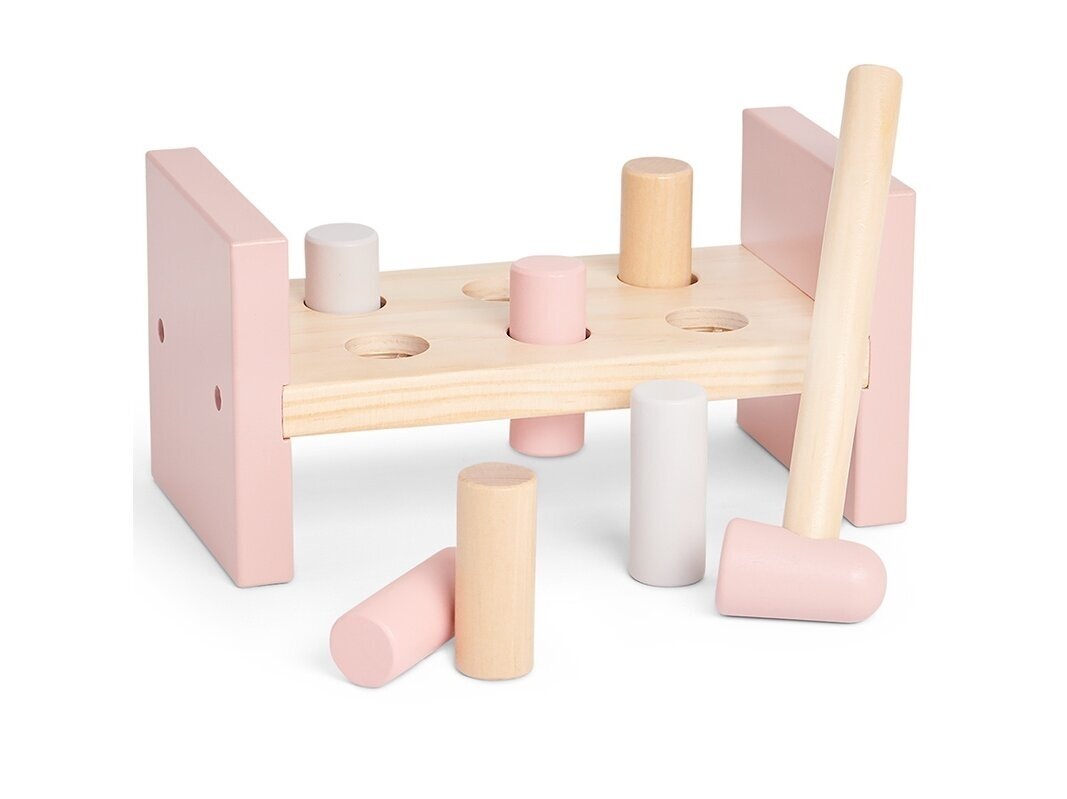 Jollein lavinamasis žaislas suoliukas su plaktuku Pink 1