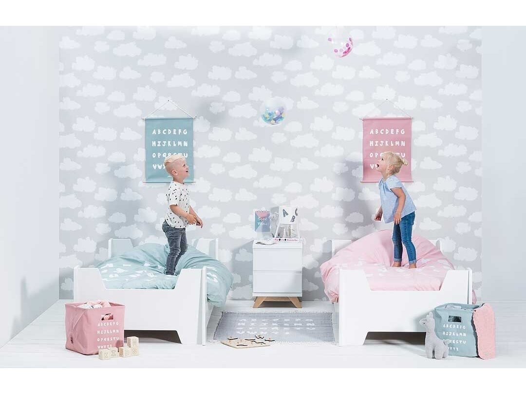 Jollein antklodės ir pagalvės užvalkalų komplektas ABC Blush Pink 140x200 cm.