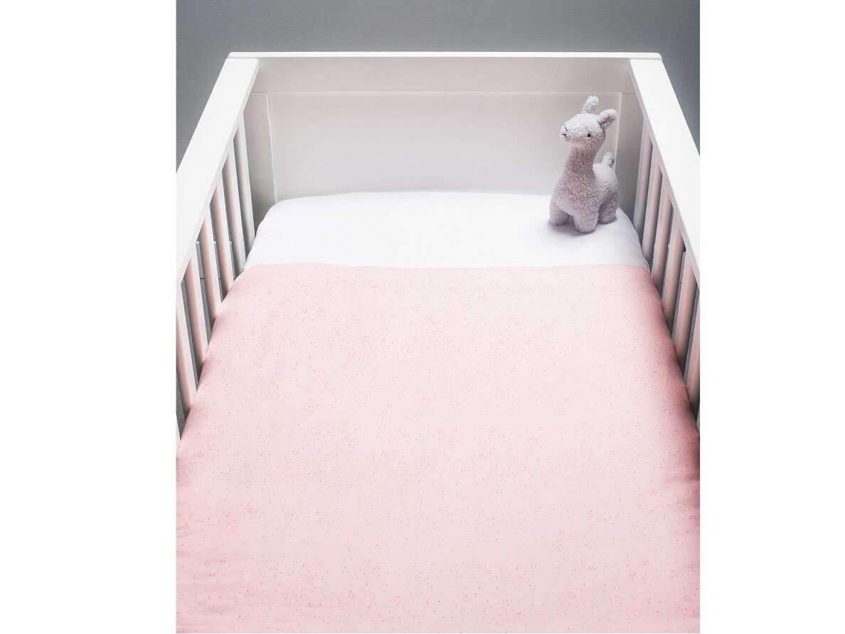 Jollein antklodės ir pagalvės užvalkalų komplektas Mini Dots Blush Pink 100x140 cm. 1 Jollein antklodės ir pagalvės užvalkalų komplektas Mini Dots Blush Pink 100x140 cm. 1