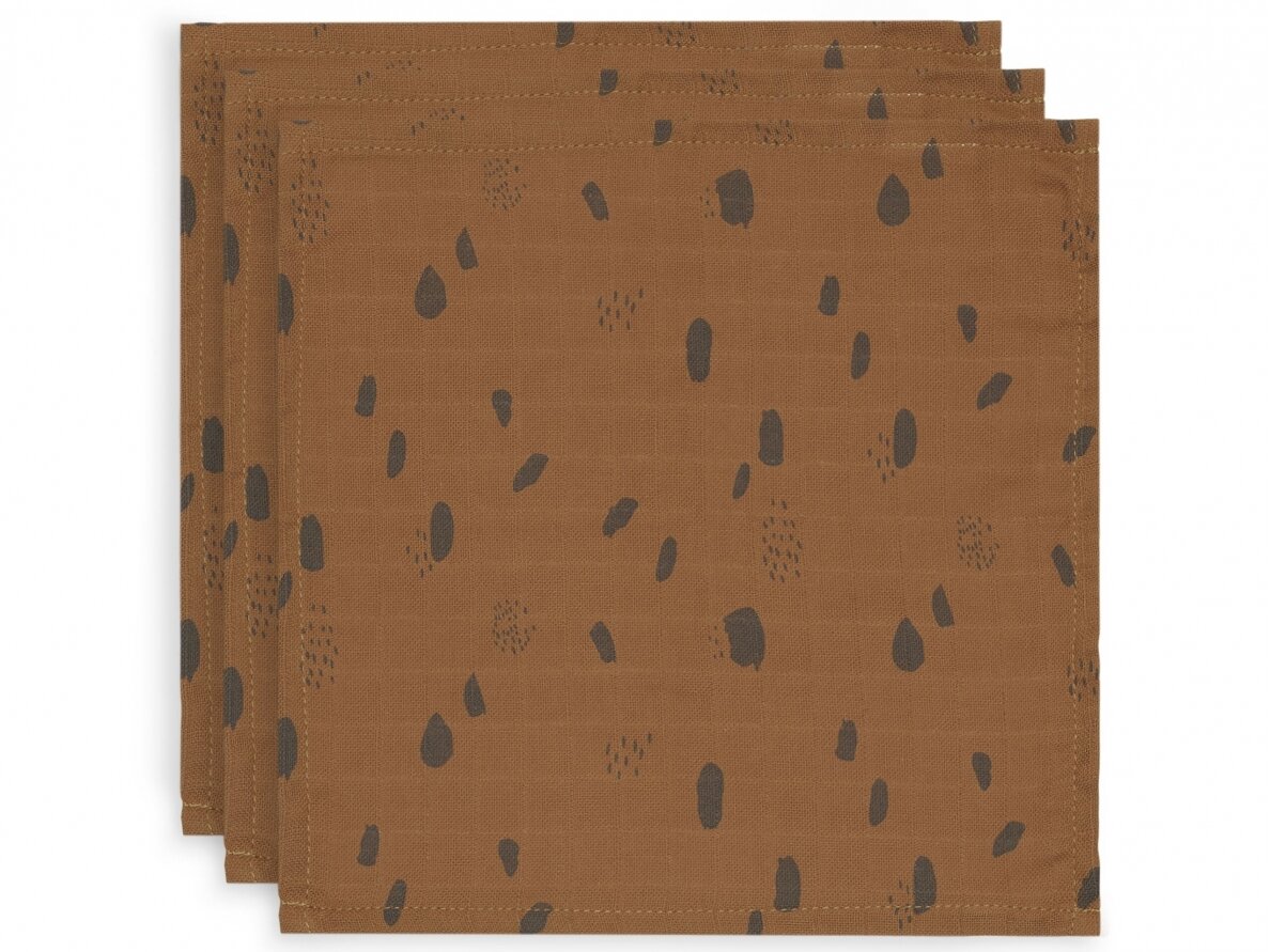 Jollein muslino merliukai 31x31 cm Spot Caramel 3vnt Jollein muslino merliukai 31x31 cm Spot Caramel 3vnt