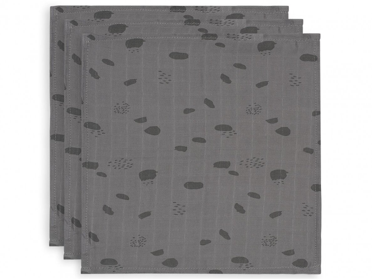 Jollein muslino merliukai 31x31 cm Spot Storm Grey 3vnt Jollein muslino merliukai 31x31 cm Spot Storm Grey 3vnt