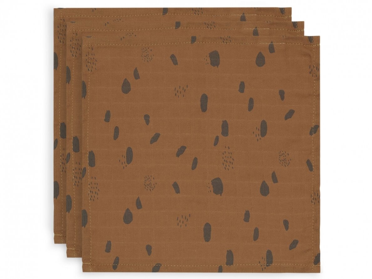 Jollein muslino audinio vystyklų rinkinys 70x70 Spot Caramel 3vnt