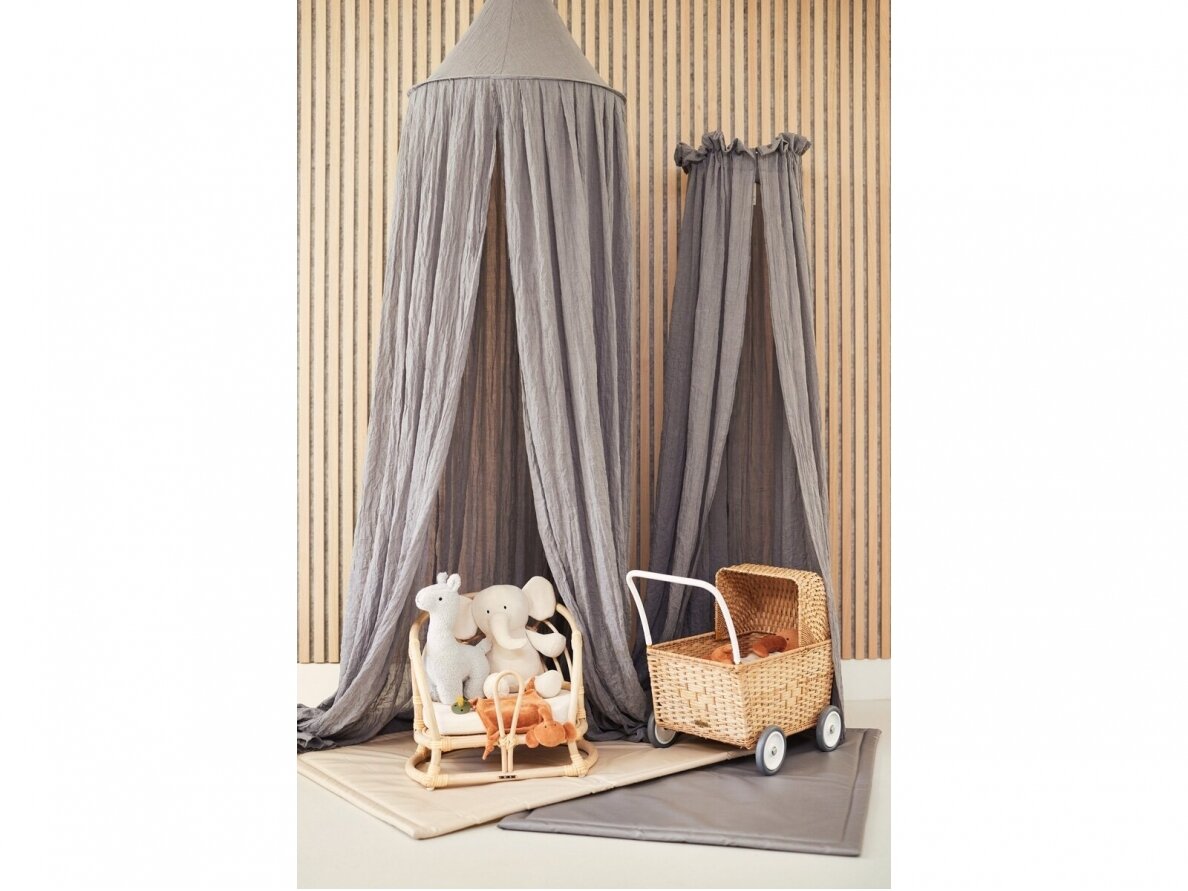 Jollein lovytės baldakimas Storm Gray 245cm 2 Jollein lovytės baldakimas Storm Gray 245cm 2