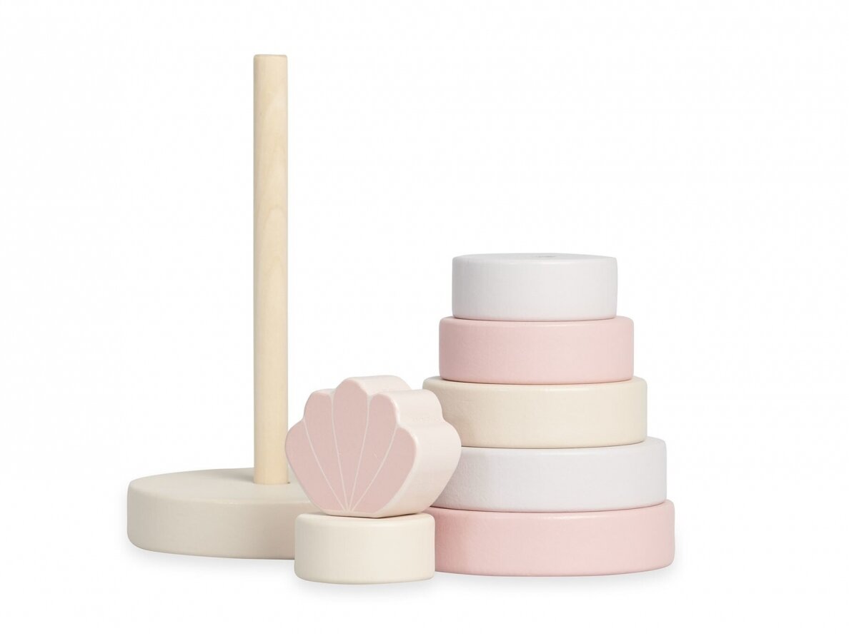 Jollein medinis lavinamasis sukraunamas bokštas Shell Pink 2 Jollein medinis lavinamasis sukraunamas bokštas Shell Pink 2