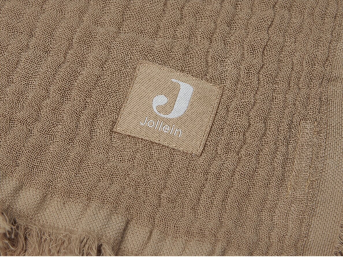 Jollein muslino pledas 120x120 cm Fringe Biscuit 3