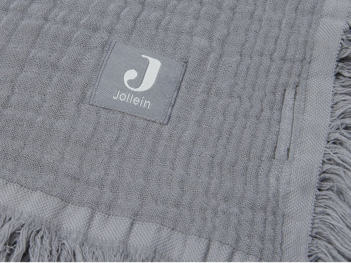 Jollein muslino pledas 75x100 cm Fringe Storm Grey 3 Jollein muslino pledas 75x100 cm Fringe Storm Grey 3