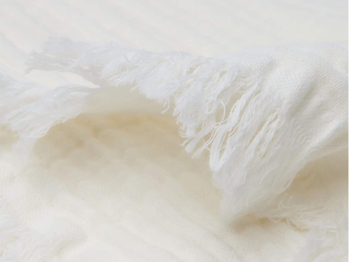 Jollein muslino pledas 120x120 cm Fringe Ivory 4
