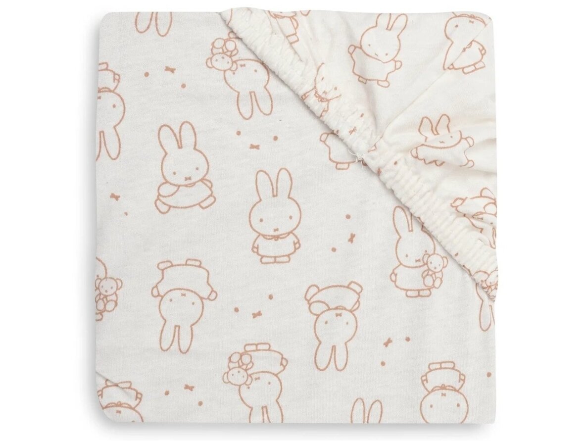 Jollein trikotažinė paklodė su guma Jersey 40x80/90cm Miffy Moments Light Terra Jollein trikotažinė paklodė su guma Jersey 40x80/90cm Miffy Moments Light Terra