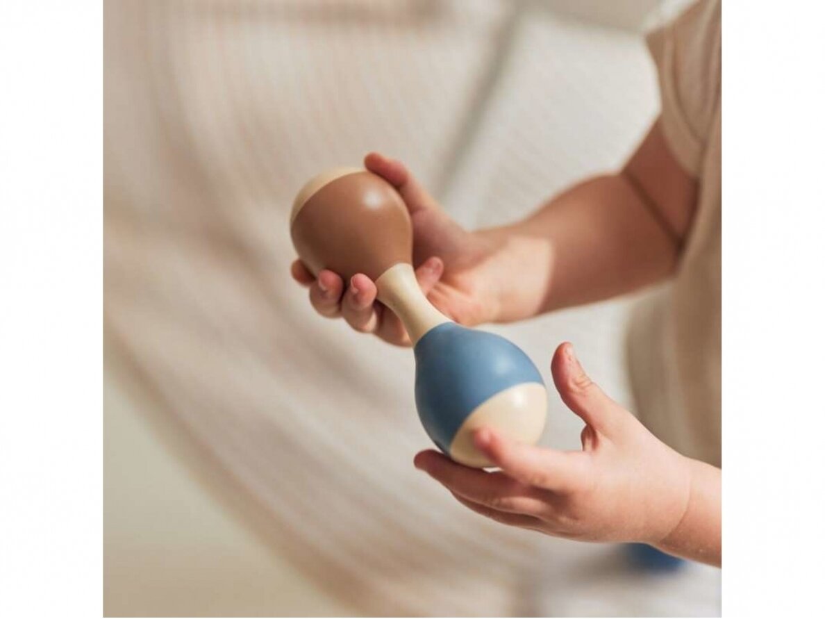 Деревянная игрушка-погремушка Jollein Maracas Blue 3 Деревянная игрушка-погремушка Jollein Maracas Blue 3