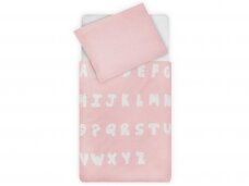 Jollein antklodės ir pagalvės užvalkalų komplektas ABC Blush Pink  120x150