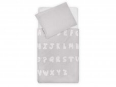 Jollein antklodės ir pagalvės  užvalkalų komplektas ABC Soft Grey 140x200 cm.