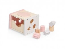 Jollein lavinamasis medinis žaislas - figūrėlių rūšiuotojas Shell Pink