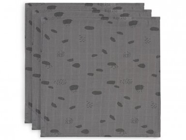 Jollein muslino merliukai 31x31 cm Spot Storm Grey 3vnt Jollein muslino merliukai 31x31 cm Spot Storm Grey 3vnt