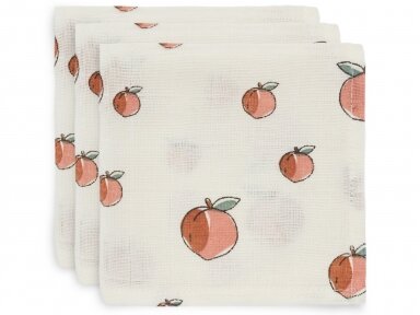 Jollein muslino audinio vystyklų rinkinys 70x70 Peach 3vnt. Jollein muslino audinio vystyklų rinkinys 70x70 Peach 3vnt.