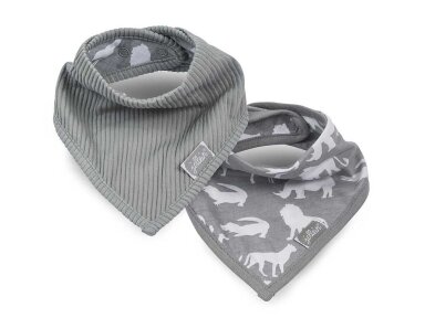 Jollein seilinukas Bib Bandana Safari Stone Grey 2 vnt. Jollein seilinukas Bib Bandana Safari Stone Grey 2 vnt.