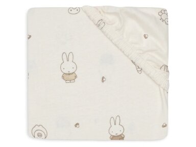 Jollein trikotažinė paklodė su guma Jersey 40x80/90cm Miffy Family Farm