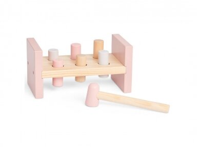 Jollein lavinamasis žaislas suoliukas su plaktuku Pink Jollein lavinamasis žaislas suoliukas su plaktuku Pink