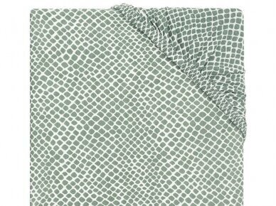 Jollein paklodė lopšiui / lovytei su guma Snake Ash Green 60x120 cm. 1 Jollein paklodė lopšiui / lovytei su guma Snake Ash Green 60x120 cm. 1