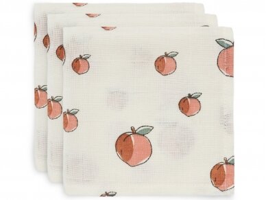 Jollein muslino merliukai 31x31 cm Peach 3vnt Jollein muslino merliukai 31x31 cm Peach 3vnt