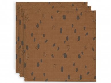 Jollein muslino merliukai 31x31 cm Spot Caramel 3vnt Jollein muslino merliukai 31x31 cm Spot Caramel 3vnt