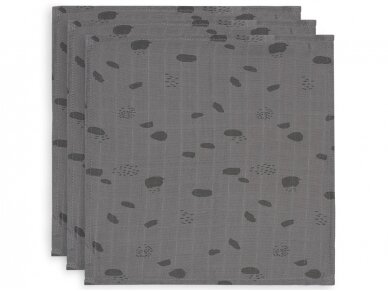Jollein muslino merliukai 31x31 cm Spot Storm Grey 3vnt Jollein muslino merliukai 31x31 cm Spot Storm Grey 3vnt