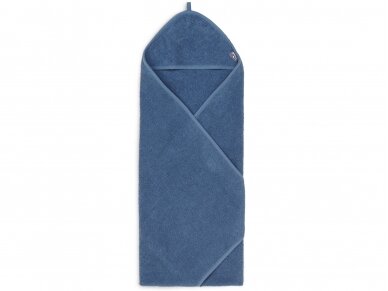 Jollein kilpinis rankšluostis su gobtuvu Terry Jeans Blue 75x75 cm