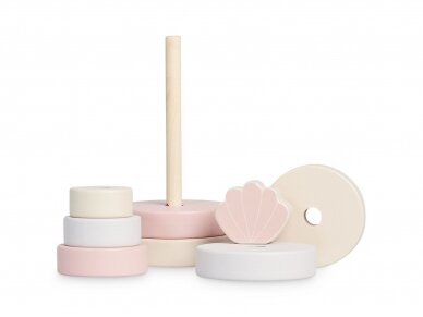 Jollein medinis lavinamasis sukraunamas bokštas Shell Pink 1 Jollein medinis lavinamasis sukraunamas bokštas Shell Pink 1