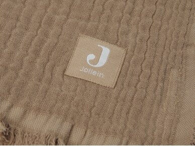 Jollein muslino pledas 120x120 cm Fringe Biscuit 3 Jollein muslino pledas 120x120 cm Fringe Biscuit 3