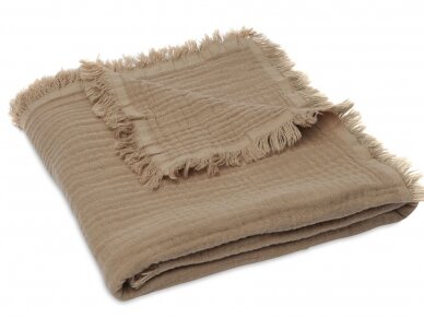 Jollein muslino pledas 75x100 cm Fringe Biscuit Jollein muslino pledas 75x100 cm Fringe Biscuit