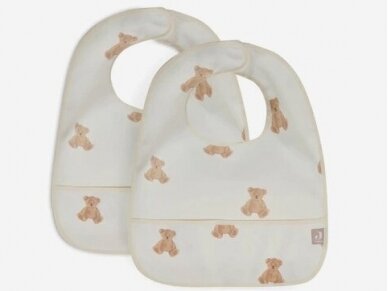 Jollein neperšlampamas seilinukas Bib su kišene Teddy Bear 2vnt