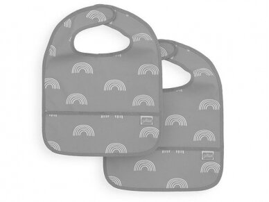 Jollein seilinukas Bib su kišene Rainbow Grey 2 vnt. Jollein seilinukas Bib su kišene Rainbow Grey 2 vnt.