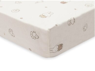 Jollein trikotažinė paklodė su guma Jersey 40x80/90cm Miffy Family Farm 1