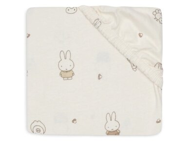 Jollein trikotažinė paklodė su guma Jersey 40x80/90cm Miffy Family Farm