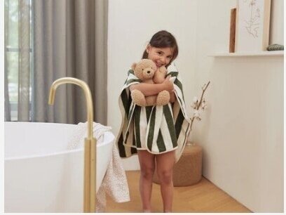 Jollein kilpinis pončas Stripe Terry Leaf Green GOTS 3