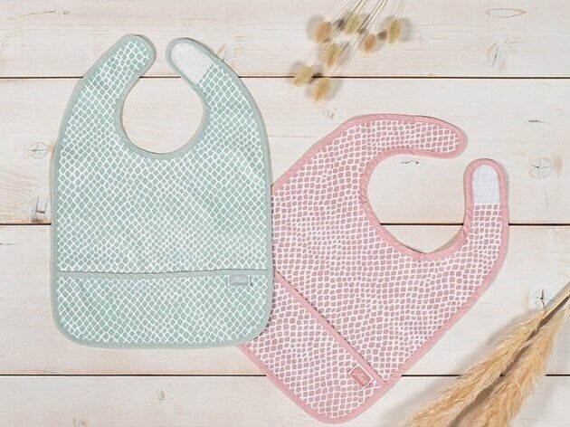 Jollein seilinukas Bib su kišene  Snake Pale Pink 2 vnt. 2