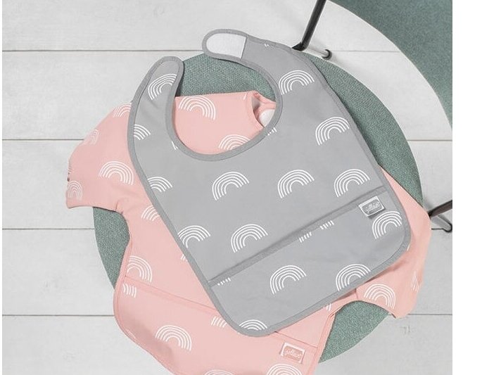 Jollein seilinukas Bib su kišene Rainbow Grey 2 vnt. 2 Jollein seilinukas Bib su kišene Rainbow Grey 2 vnt. 2