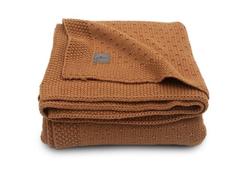 Jollein megztas pledas lopšiukui/lovytei Bliss knit Caramel 75x100 cm Jollein megztas pledas lopšiukui/lovytei Bliss knit Caramel 75x100 cm