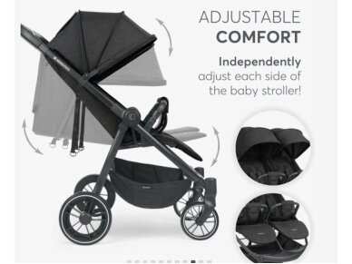 KikkaBoo sportinis vežimėlis dvynukams ir pametinukams Happy 2 Light Grey 5
