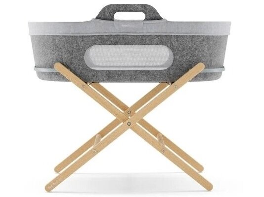 SnuzBaskit Dark Grey Moses Basket & Natural Stand SnuzBaskit Dark Grey Moses Basket & Natural Stand