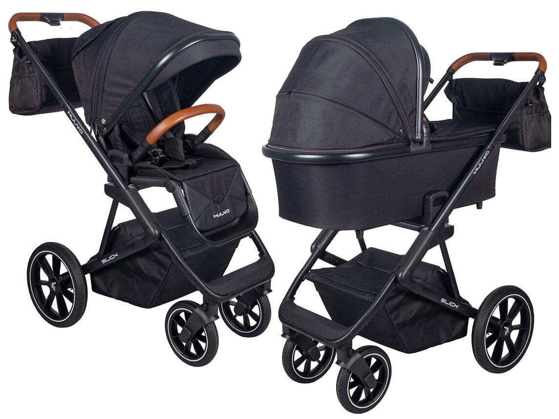 Universalus vežimėlio komplektas 2in1 Muuvo SLICK Black XL lopšys
