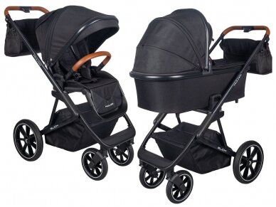 Universalus vežimėlio komplektas 2in1 Muuvo SLICK Black XL lopšys