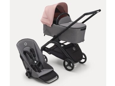 Universalus vežimėlio komplektas Bugaboo Dragonfly 2in1  Morning pink/ Grey Melange/ black frame