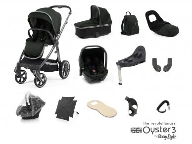 UNIVERSALUS VEŽIMĖLIS OYSTER 3 Black Olive 12in1 UNIVERSALUS VEŽIMĖLIS OYSTER 3 Black Olive 12in1