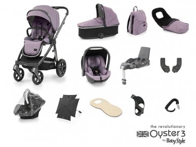 UNIVERSALUS VEŽIMĖLIS OYSTER 3 Lavender 12in1 UNIVERSALUS VEŽIMĖLIS OYSTER 3 Lavender 12in1