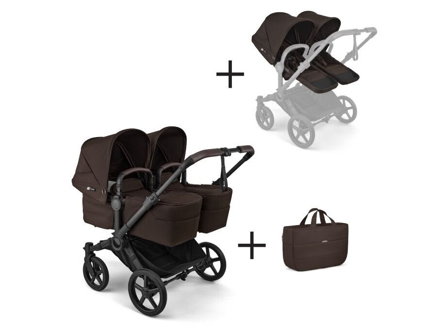 Universalus vežimėlis dvynukams Bugaboo Donkey 6 TWIN 2in1 Cocoa brown/Cocoa brown/black frame Universalus vežimėlis dvynukams Bugaboo Donkey 6 TWIN 2in1 Cocoa brown/Cocoa brown/black frame