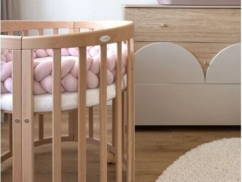 Velour Braided Crib Bumper 210 cm – Beige 1 Velour Braided Crib Bumper 210 cm – Beige 1