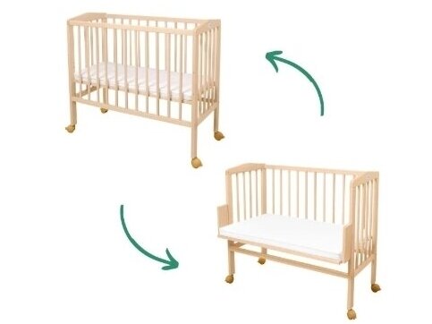 Waldin Bedside 2in1 lopšiukas su čiužiniu Natural Waldin Bedside 2in1 lopšiukas su čiužiniu Natural
